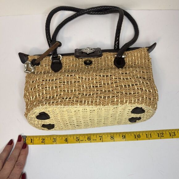 Brighton Wicker Straw Leather Shoulder Bag & Pebbled Leather Wallet Bundle - Picture 10 of 10